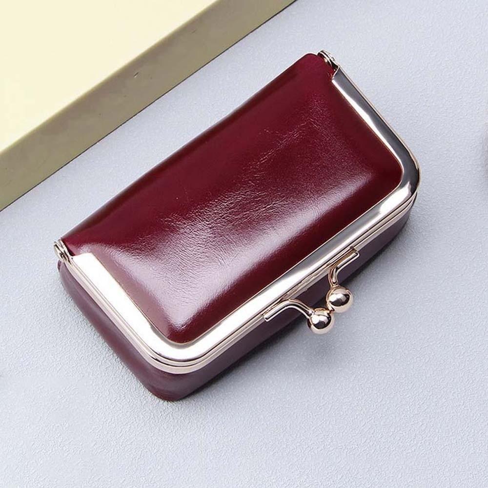 Portable Kiss Lock Coin Purse Exquisite Solid Color Leather Jewelry Bag Anti-lost Simple Small Item Bag Jewelry Storage
