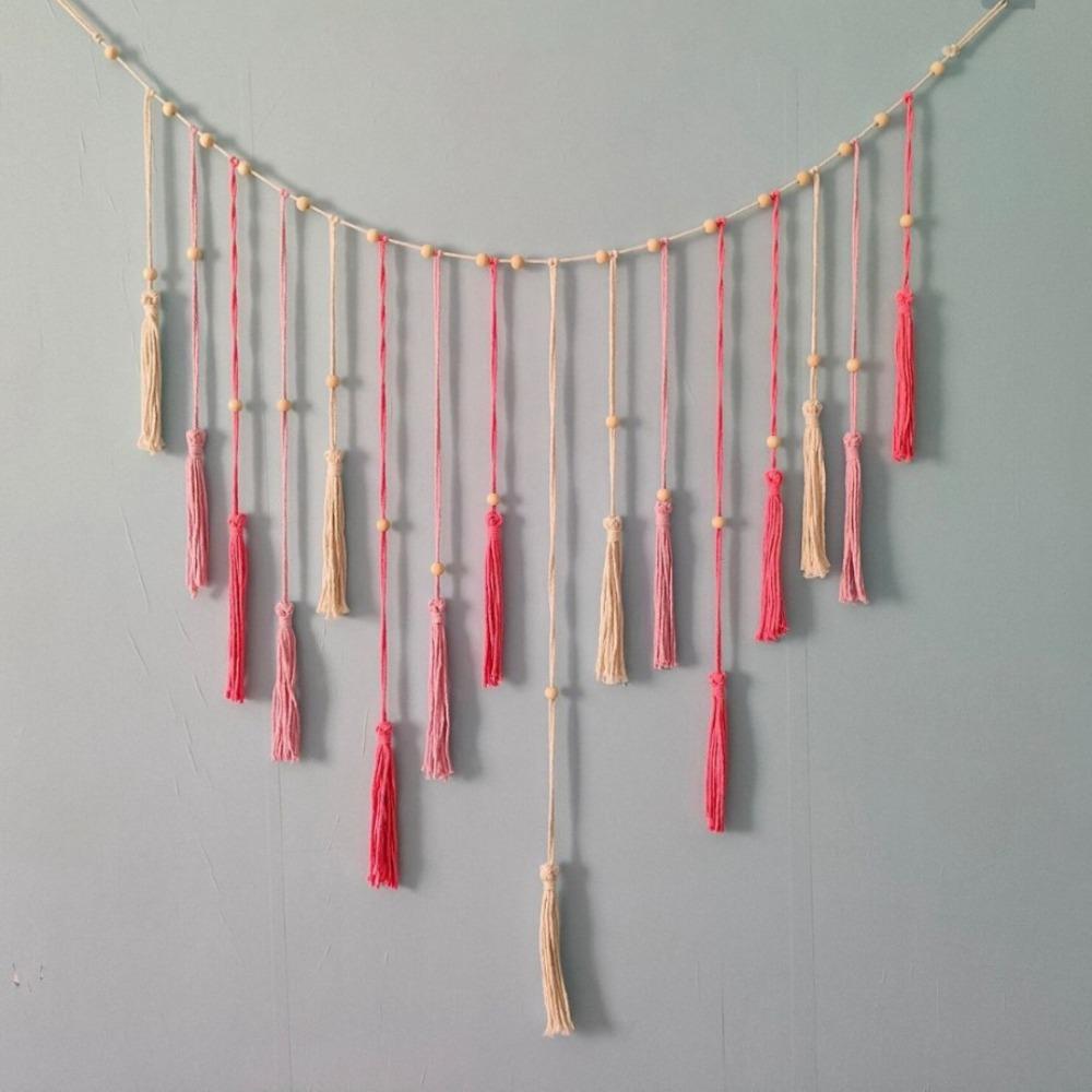 

Decorative Tapestry 120x75cm Bohemian Wall Hanging Natural Fiber Tassels Macrame Tapestry Leaf Wall Hanging Living Room