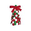 Festive Pom Pom Christmas Tree Tabletop Decoration with Bow for Holiday Home Office Party Decor and Seasonal Display