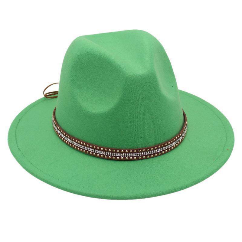 Tibetan Style Top Hat Temperament Jazz Hat British Elegant Felt Hat Big Brim Rivet Woolen Hat Men And Women