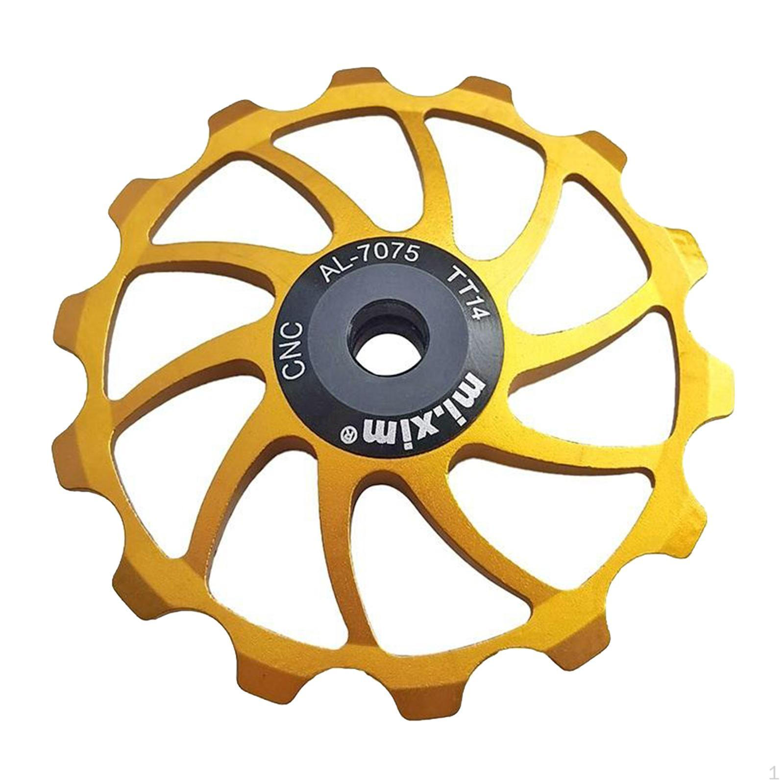 Front Derailleur Pulleys Rear Pulley 14T Aluminum CNC for Mountain Bike Or Bike, -light Golden