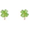 Cute Cat's Eye Stone Ear Stud Simple Friendship Earrings Four-leaf Clover Earrings  Women