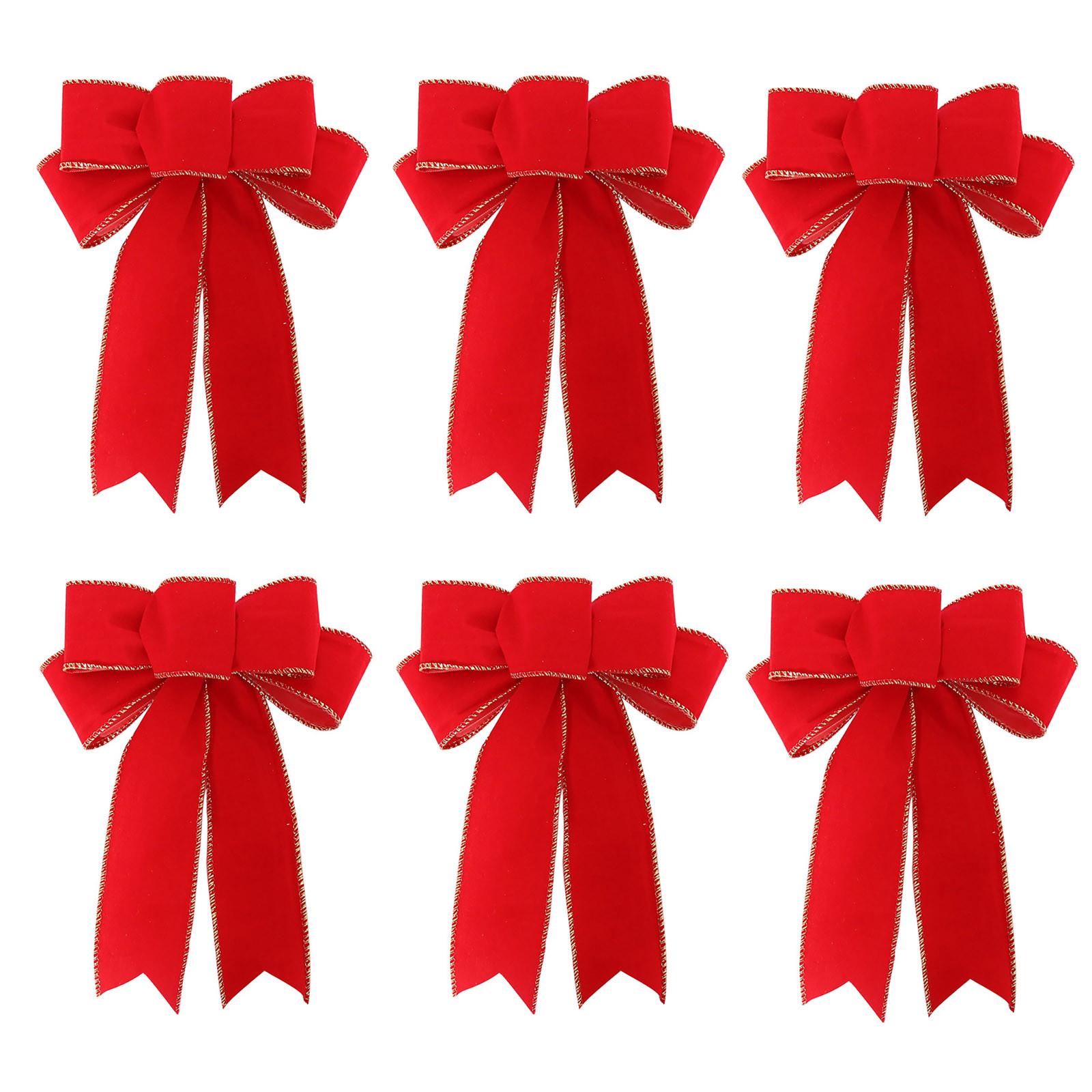 

Рождественское украшение в виде банта 6 штук, в стиле красного бархата, праздничный декор для рождественской елки, коллекционный подарок, аксессуар для вечеринки, для дома One Size