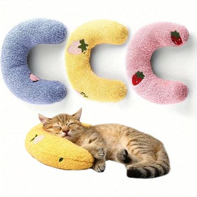 1 peça Almofada de Pescoço em U de Pelúcia para Animais de Estimação, Almofada de Gato Macia e Fofa, Adequada para Sono Profundo e Proteção do Pescoço de Animais de Estimação