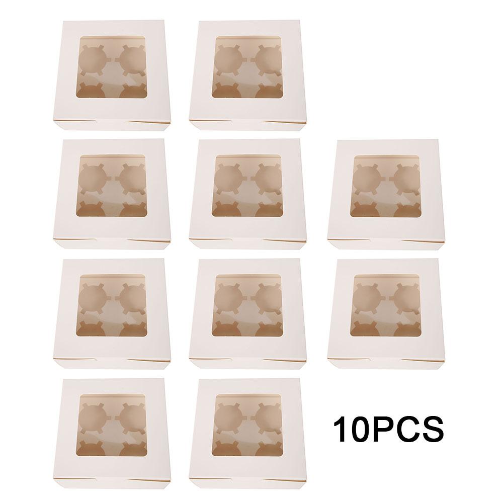 10pack Cupcake Boxes with Inserts Cake Boxe with Clear Window Cake Holder Bakery Carrier Boxes 2/4/6 Holes Muffin Boxe for Party