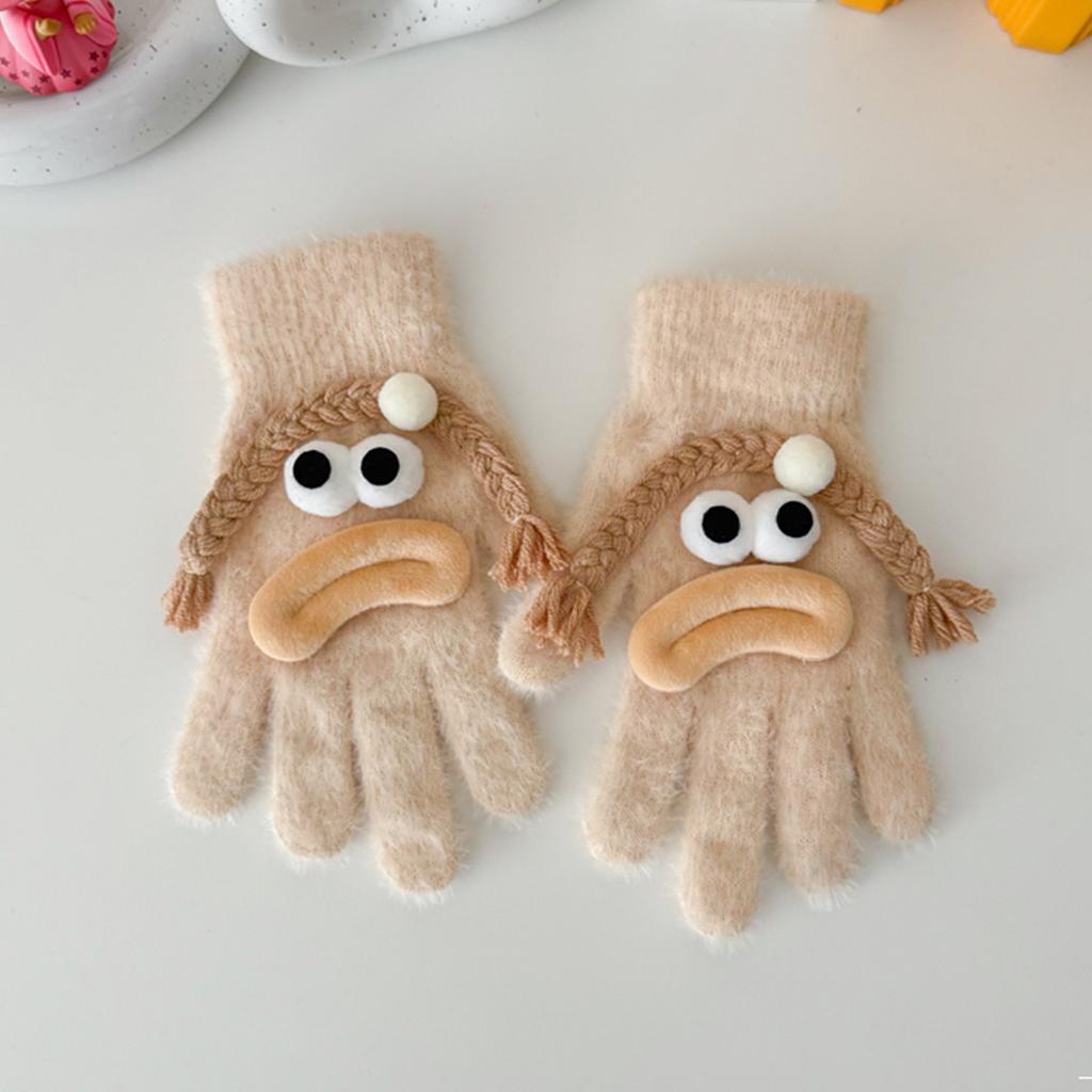 Ladies' Faux Mink  Split Finger Gloves Are Cute And Funny, With A Sausage Mouth That Keeps Warm And Thick Furry Five Finger Gloves