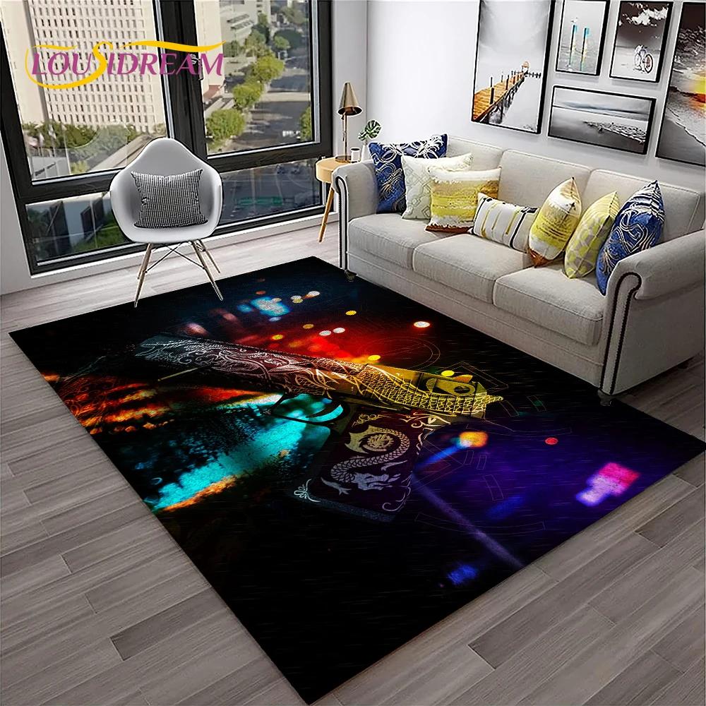 Gewehrmesser Pistolenpatrone USP, AK, M4, AWP, Gewehrteppich für Zuhause, Wohnzimmer, Schlafzimmer, Sofa, Fußmatte, Dekor, rutschfeste Bodenmatte für Kinder