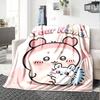 1pc Chiikawa Blanket with Custom Name, Gift, for Men and Women, Soft Blanket, Good for Sofa Bed Couch Travel, Lightweight Flannel Blanket