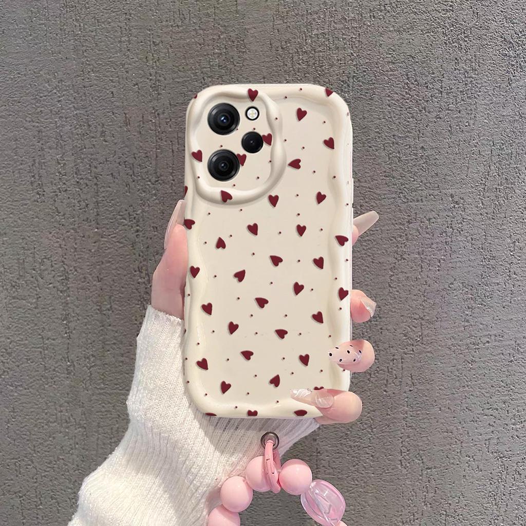 Case For RENO 15F 14 15 PRO 14F 13F 12F 11F 11 12 Pro OPPO A6 A5 PRO A6X Soft Love Heart Bracelet Chain Wave Side Silicone Cover