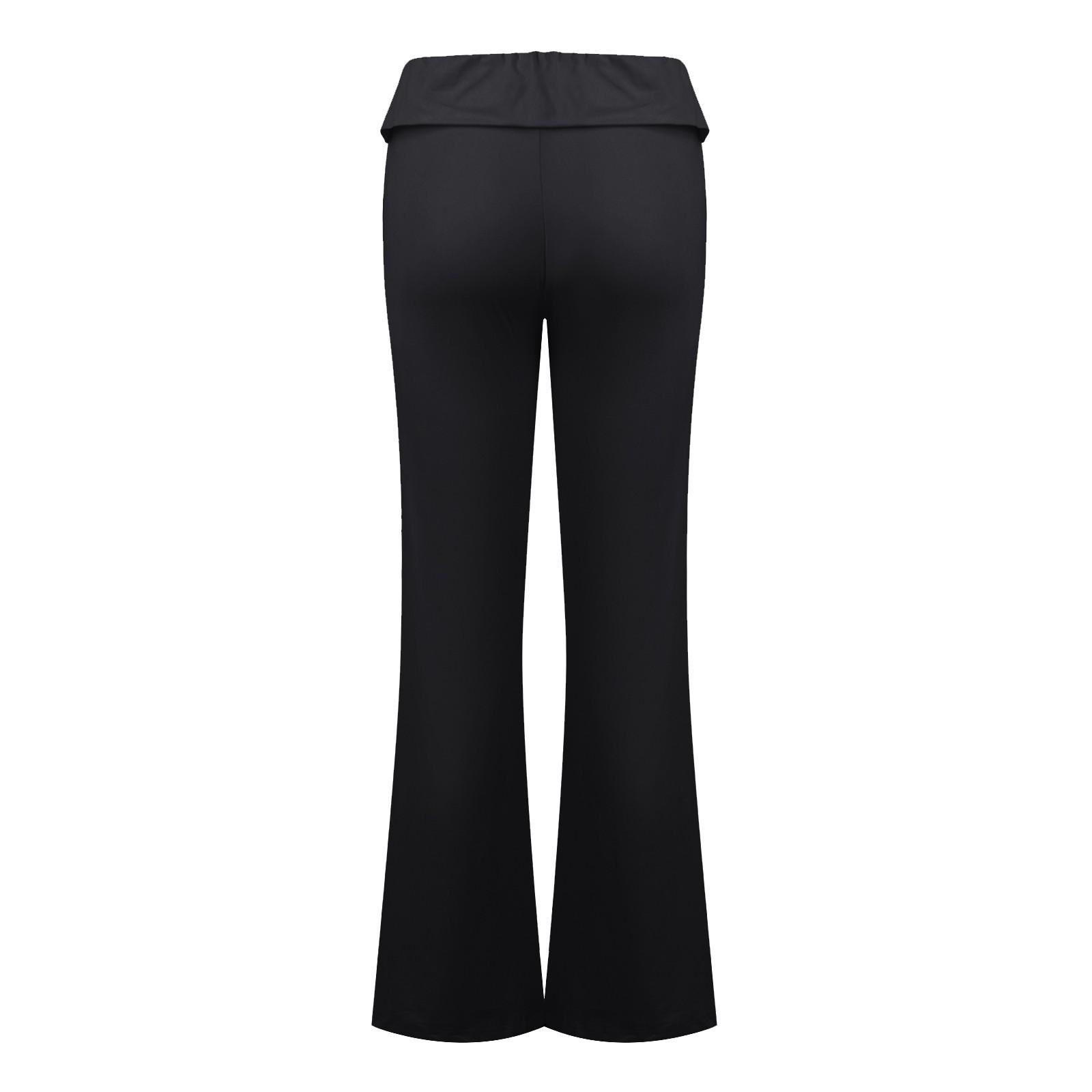 Женские модные однотонные облегающие брюки-клеш с низкой талией и эластичной резинкой — фото 5