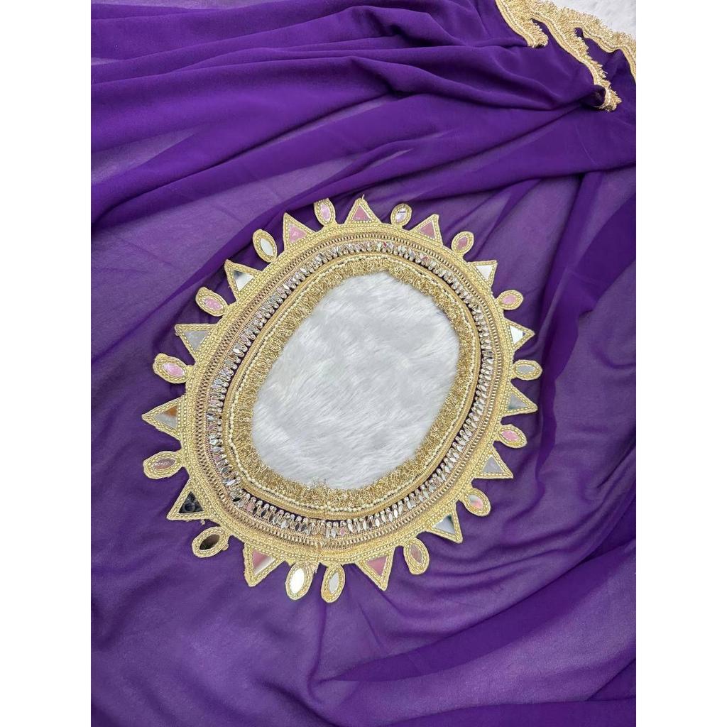 Ready to wear georgette mirror lace saree