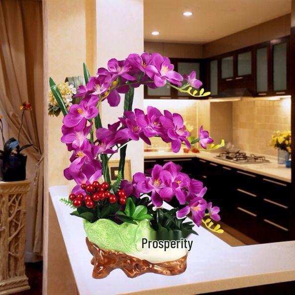 Phalaenopsis Potted Plant – Artificial Flower Arrangement for Home or Restaurant Decor