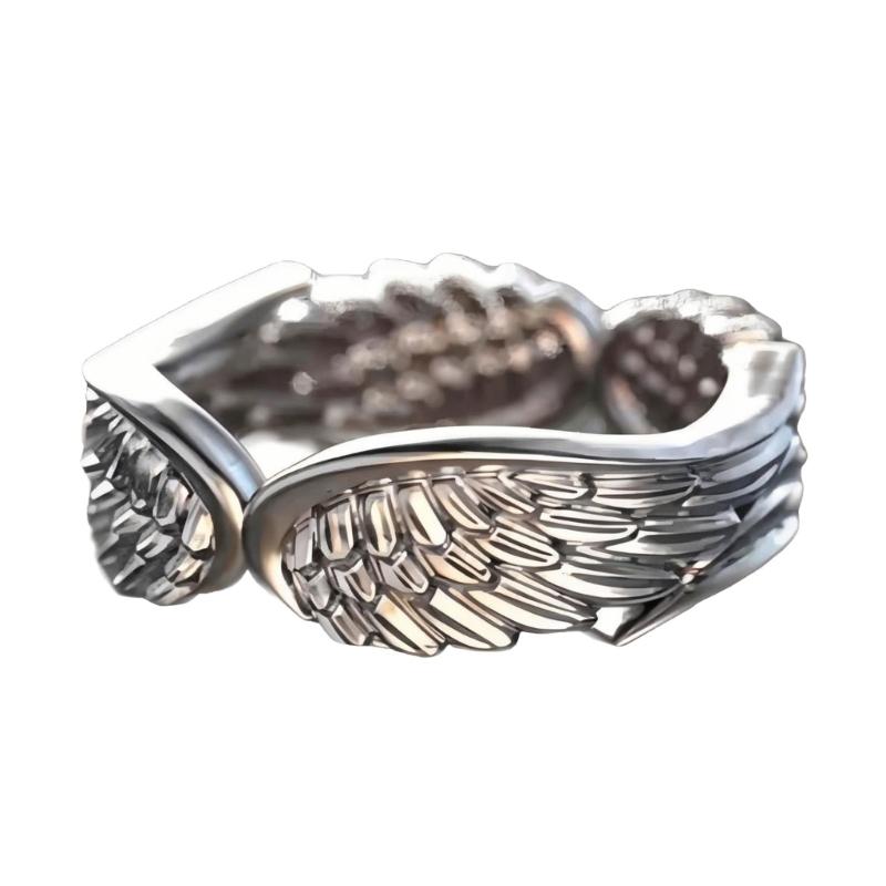 Adjustable Open Feather Rings Vintage Styles Unisex Jewelry Accessory for Women Men Gifts Silver Tone Retro Designs