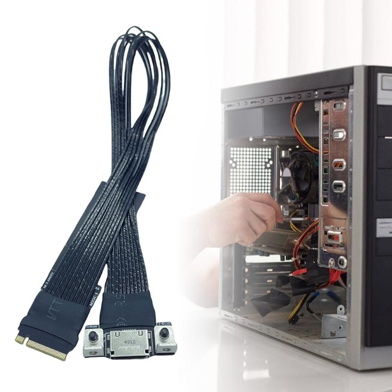 M.2 to Oculink 4i Extension Cable PCIe4.0 Gen4 Silver Plated Cable for M.2 M Key NVME to SFF8611 Adapter Cable