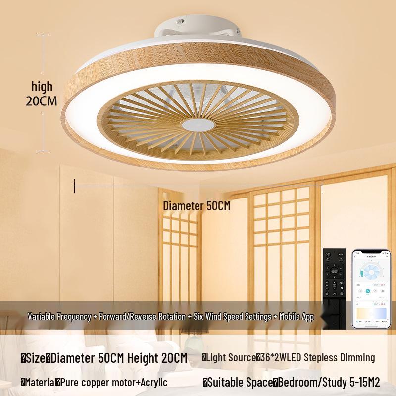 Japanese-Style Flush Mount Fan Light with Wood Grain, Chandelier for Living Room, Bedroom, Restaurant, 110V