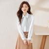 Troloman Women's Elegant Bow Tie Long Sleeve Blouse