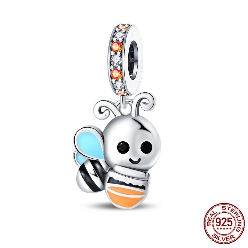 Fit Charms Fororiginal Bracelets Animal Series Flower Rabbit Holding Heart 100%Copper Jewelry Making For Women Gift