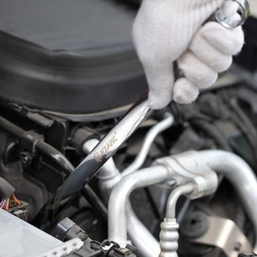 EZARC Extra Long Straight Open-End Wrench Set, Mirror Finish, Metric, 6-Piece Set, with Storage Bag