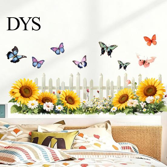 Multi-scenario Wall Decoration Flowers Plants Sticker Self-Adhesive Hanging Vines Wildflower Butterfly Healing Home Decor Removable Art Mural