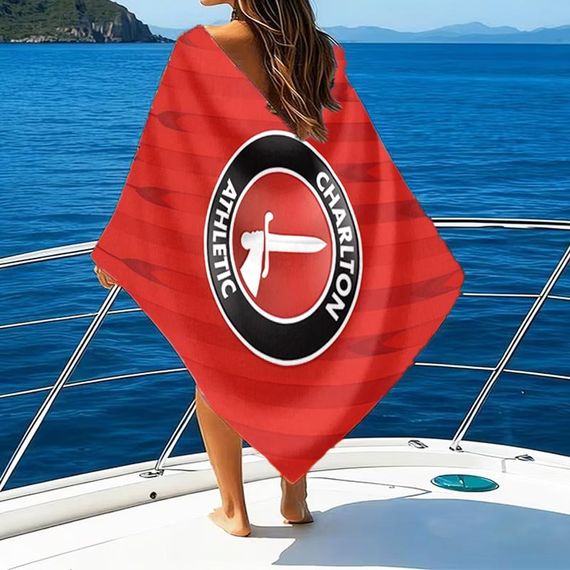 Football Charlton-Athletic Crest Beach Towel - Soft, Absorbent Microfiber, Lightweight, Ideal for The Beach, Parties, Travel, Camping Fan Gifts