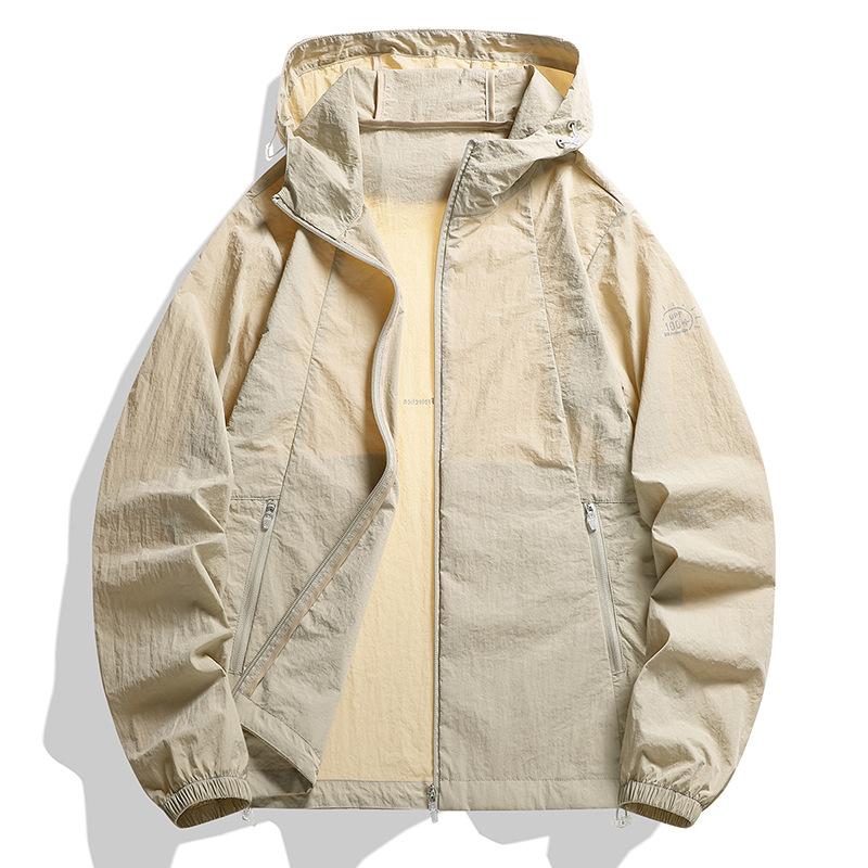 

Одежда от солнца из ледяного шелка, мужская летняя тонкая однотонная, для улицы, свободного кроя, больших размеров, с капюшоном, куртка-пальто 6XL