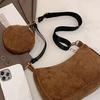 Corduroy Shoulder Bag with Mini Coin Pouch Crossbody Bags for Your Necessities