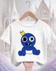 Rainbow friend cartoon pattern boy and girl summer cute round neck fashionable casual short sleeved top