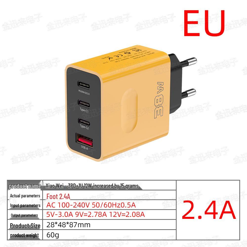 PD 12W USB Multi-Port Fast Charger with EU/US/UK Plugs for Travel