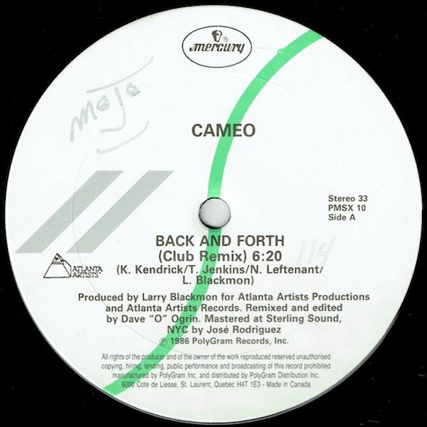 

12inch Record CAMEO - Back And Forth PMSX10 Mercury 1986 Canada Soul/Funk Used