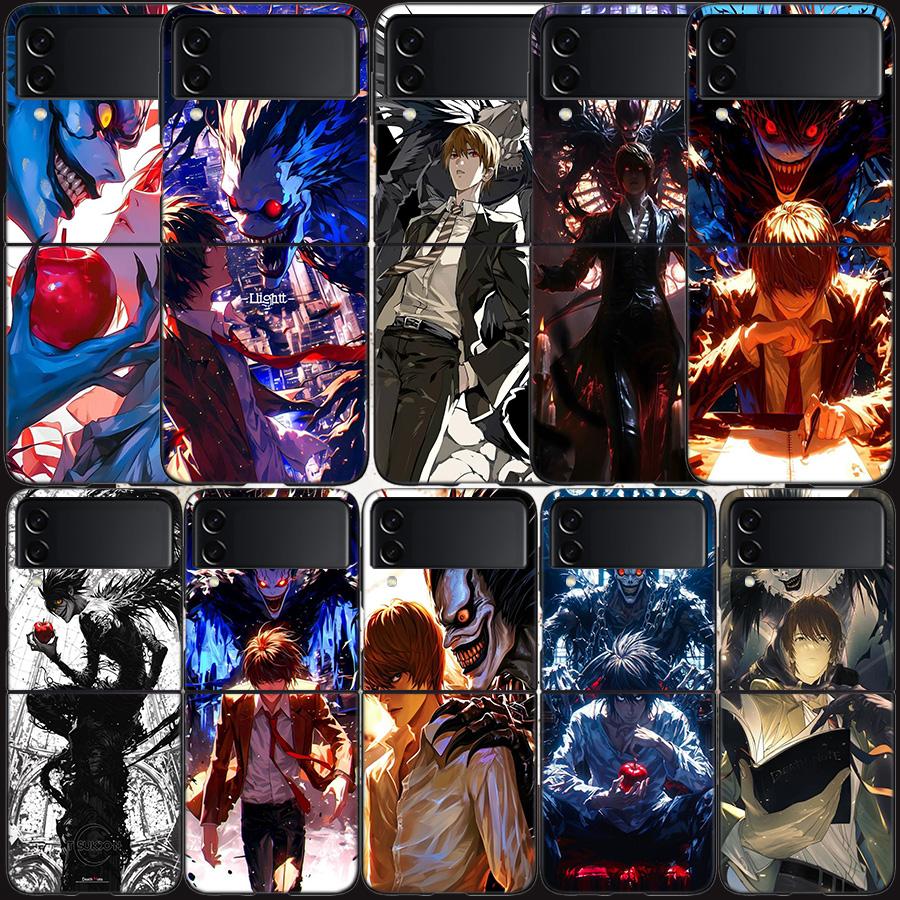 Anime Deth Note Light Yagami Case For Samsung Z Flip 6 5G Galaxy Z Flip 5 4 3 5G Black Hard Cell Phone Cover Luxury PC Shell Coq