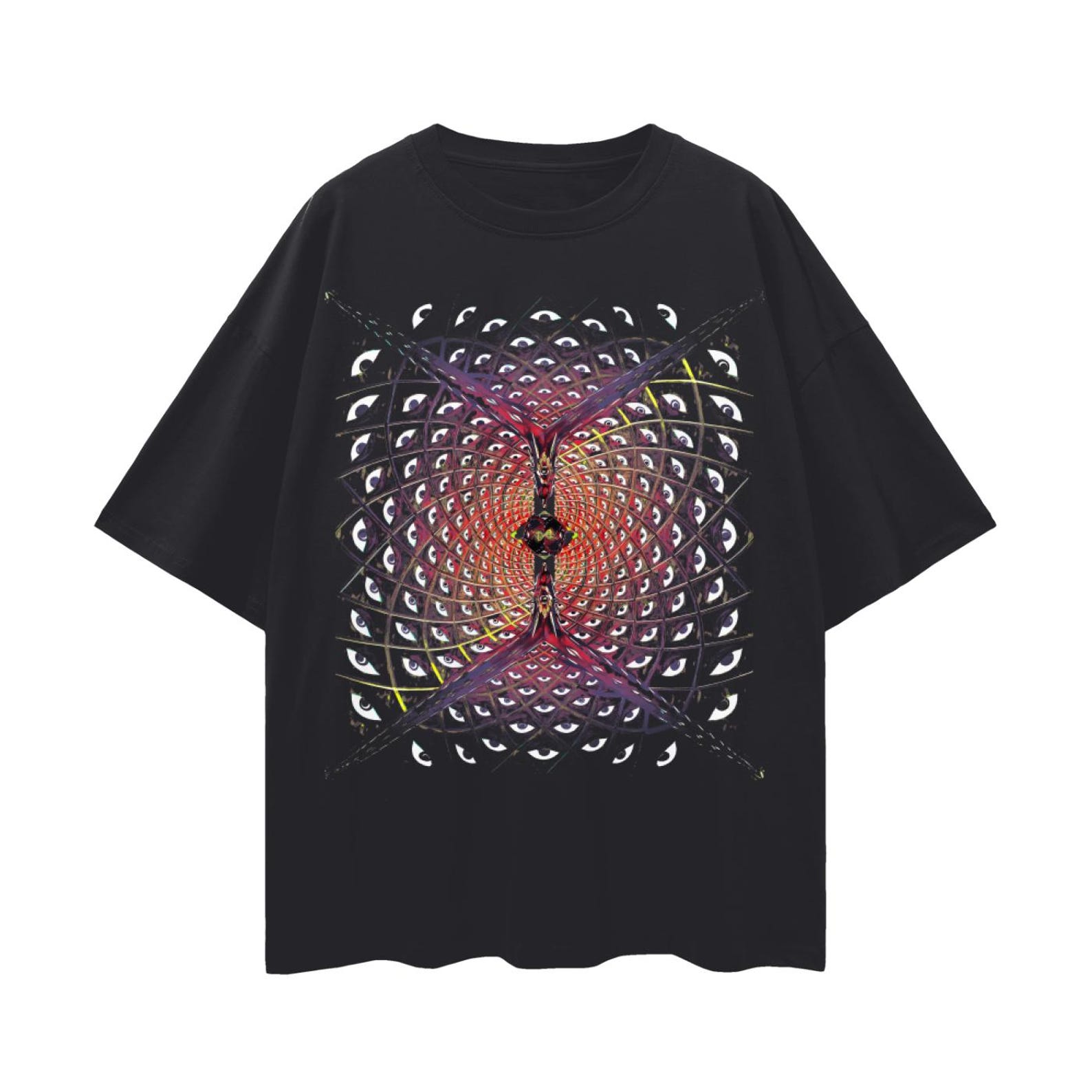 Geometric Eye Print Oversized Tee - 100% Cotton 2XL