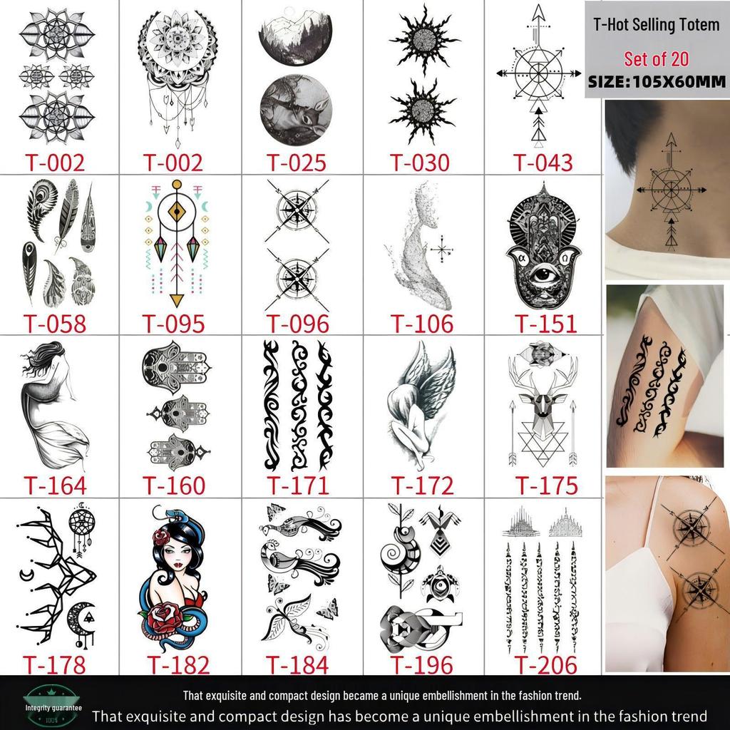 Adorable Waterproof & Sweatproof Cartoon Tattoo Stickers, Colorful Temporary Tattoos, Cross-Border Bestsellers