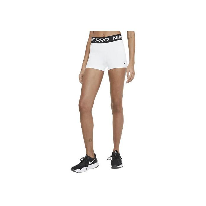 Nike Pro Logo Elastic Waist Slim Fit Sports Shorts Women shorts White CZ9857-100 XL