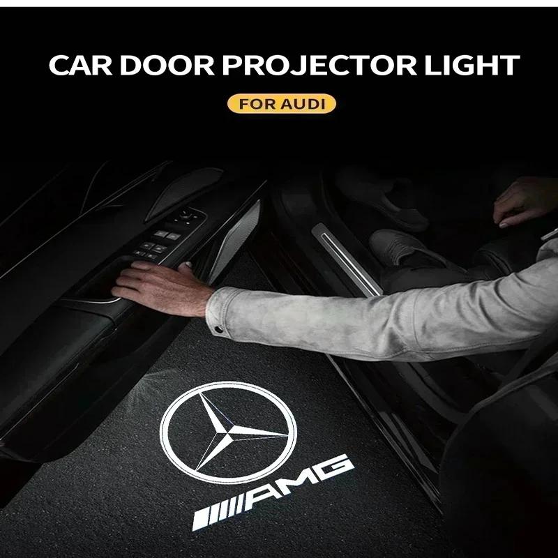 2Pc LED Car Styling Welcome Door Lights Emblem Accessory For Mercedes Benz AMG W205 C300 W203 W206 W108 W124 W126 W140 W168 W169