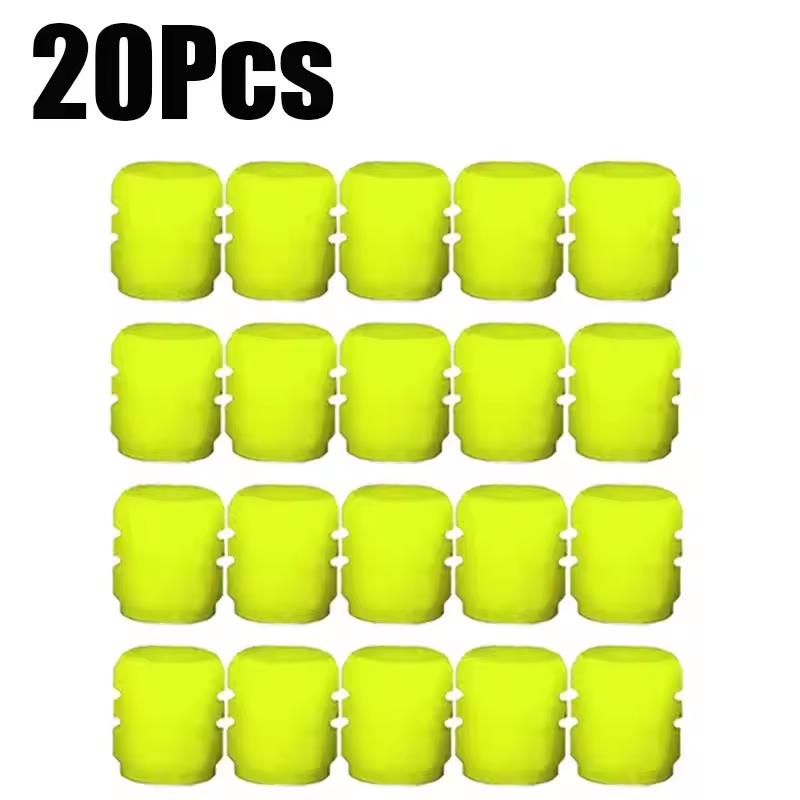 20Pcs Mini Luminous Tire Valve Caps Car Motorcycle Colorful Glowing Valve Cover Tire Wheel Hub Styling Decor Auto Accessories