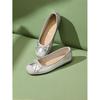 Small Inner Height Increase Ballet Shoes Women's Head Silver Single Shoes Bow Mary Jane Shoes Children