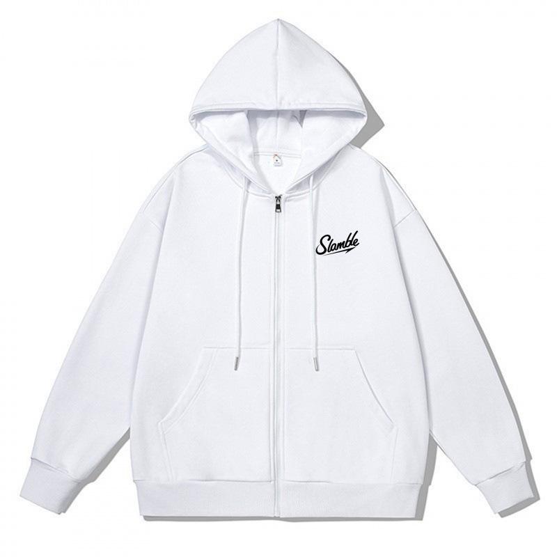 Unisex Slamble Print Loose Casual Zipper Hoodie