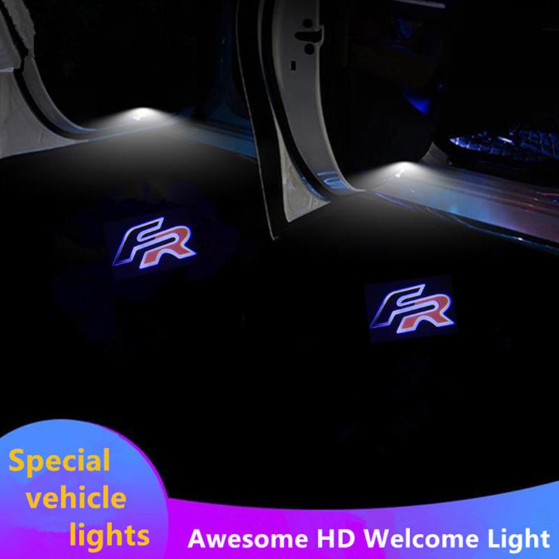 Nlcr7 2Pcs LED Car Door Emblem Light Welcome Lamp Wireless Projector For Seat Leon 1 2 3 Ateca Ibiza 6J Exeo Cordoba FR MK3 Toledo