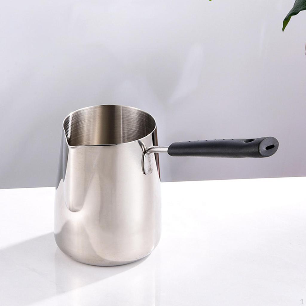 Stainless Steel Turkish Coffee Pot Butter Milk Warmer Convenient To Use Easy Clean Stovetop