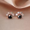White Peach Heart Footprints Earrings Small Claws Earrings Fashionable Accessories