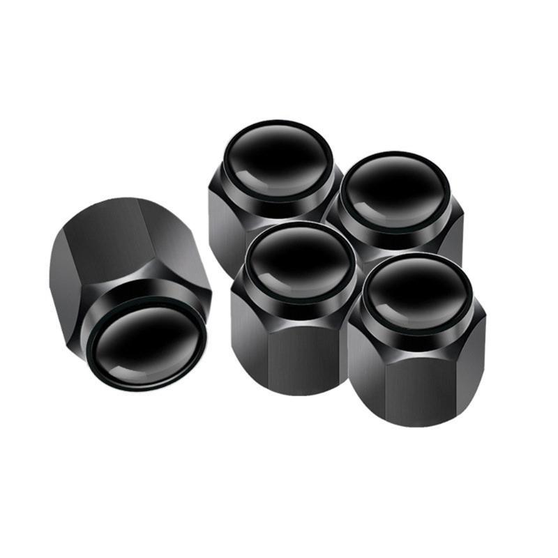 

5 шт. Колпачки для вентилей шин Серебристый металл Резиновое уплотнение Пылезащитные крышки Простая установка для легковых автомобилей, внедорожников, велосипедов, грузовиков, мотоциклов чёрный