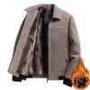 Men's Chenille Lapel Woolen Coat - Velvet Lined Winter Jacket for Middle-Aged and Elderly Dads