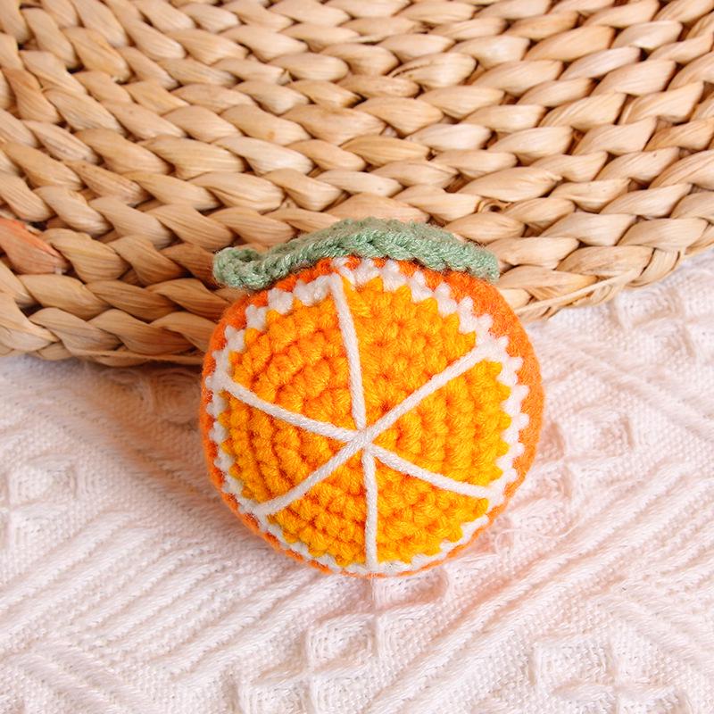 Charming Crochet Fruit Keychain: Persimmon & Strawberry Wool Pendants