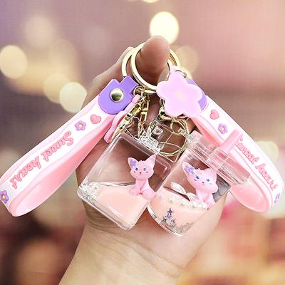 Lingna Bell Floating Bottle Keychain Female Exquisite Cute School Bag Pendant Creative Car Key Chain Pendant