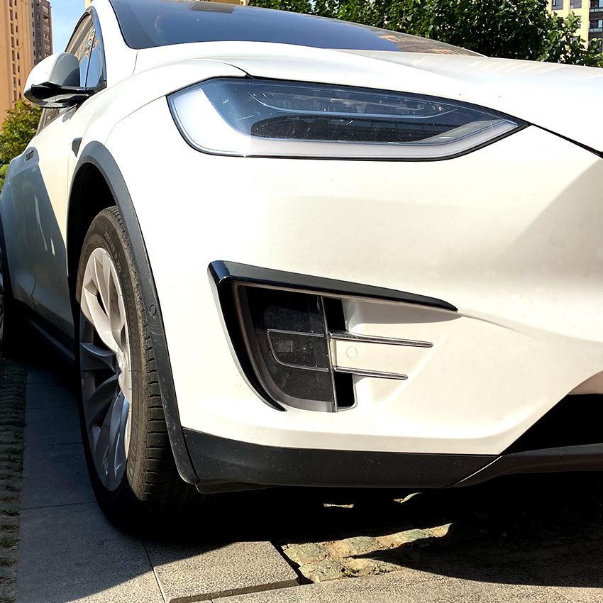 For Tesla Model X 2015 2016 2017 2018 2029 2020 Front Bumper Splitter Fog Lamp Grill Spoiler Cover Air Vent Wind Knife Body Kits