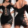 Hollow Out See Through Mini Fishing Net Dress Sexy Short Skirts Transparent Bodycon Dress Women'S Erotic Mesh Tight Lingerie