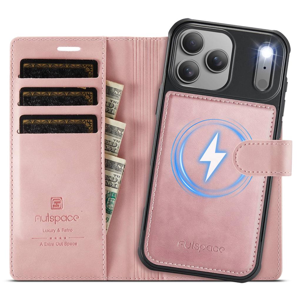 For iPhone 17 16 15 14 13 12 Pro Max Detachable Wallet Case 2 in 1 Flip Folio Card Holder RFID Kickstand Shockproof Phone Cover