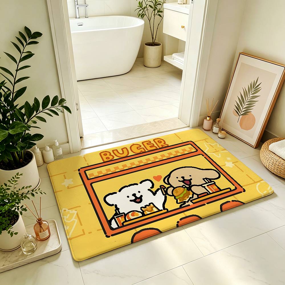 Cartoon M-Maltese Carpet Bathroom Anti-slip Mat Door Mat Home Decoration Mat Entrance Door Mat Scratch-resistant Door Mat