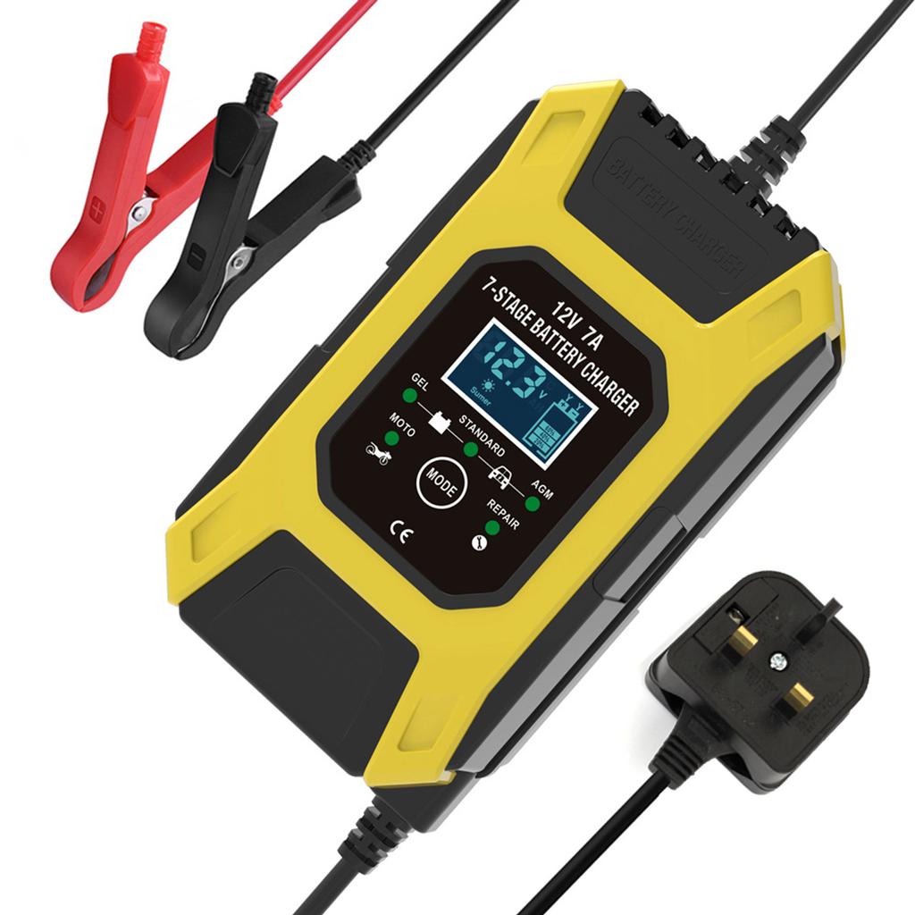 Car Battery Charger, 12V 7A Lead-acid Batteries Charger, LCD Display Smart Battery Maintainer