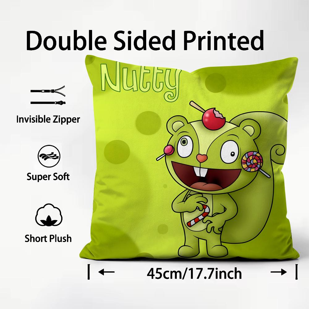 Anime Happy Tree Friends Cushion Cover Comfortable Reversible Pillow Cover Ideal for Car Sofa Bedroom & Beyond
